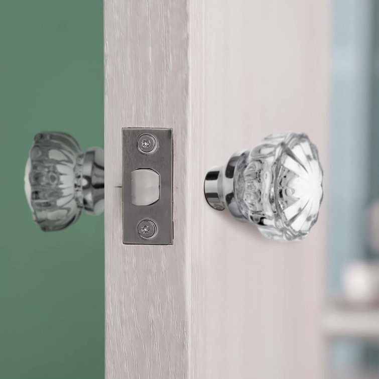 NIERBO 2 Sets Crystal Door Knobs Mortise Style Fluted Glass Door Knobs Antique Door Knobs With